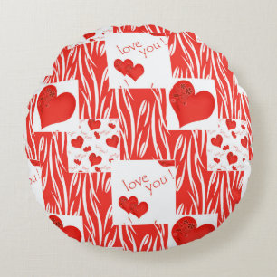Red hearts, love. round cushion