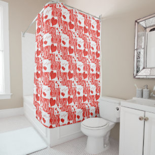 Red hearts, love. shower curtain