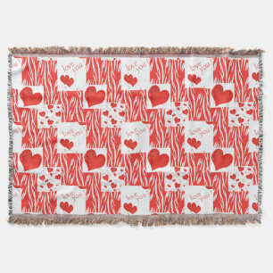 Red hearts, love. throw blanket