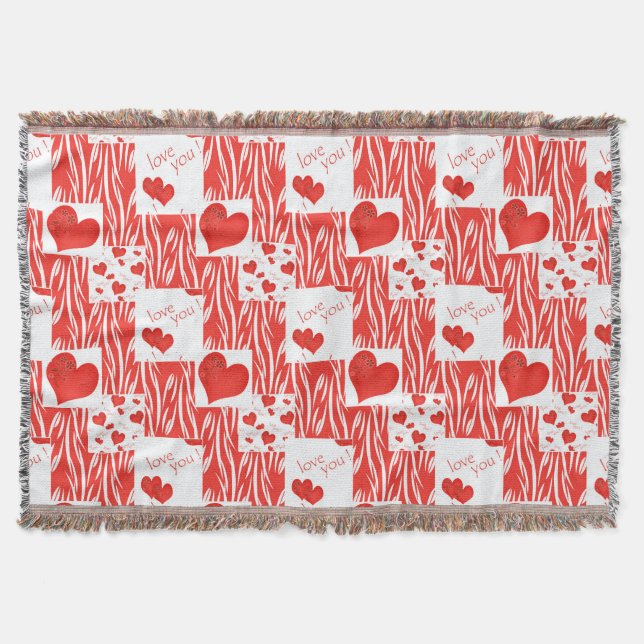 Red hearts, love. throw blanket (Front)