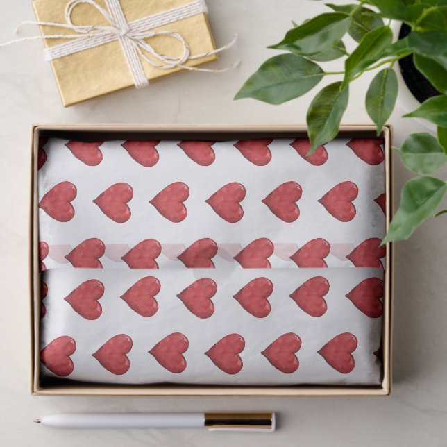 Red Hearts Love   Tissue Paper (Gift)