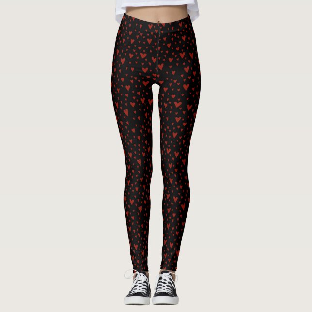 Red hearts Love Valentine Leggings (Front)