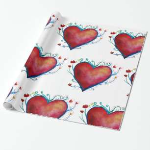 Red Hearts Love Wrapping Paper