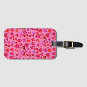 Red hearts luggage tag