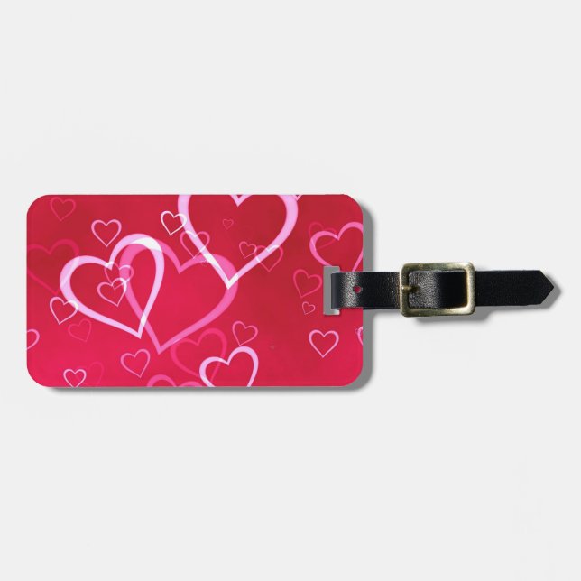 Red Hearts Luggage Tag (Front Horizontal)
