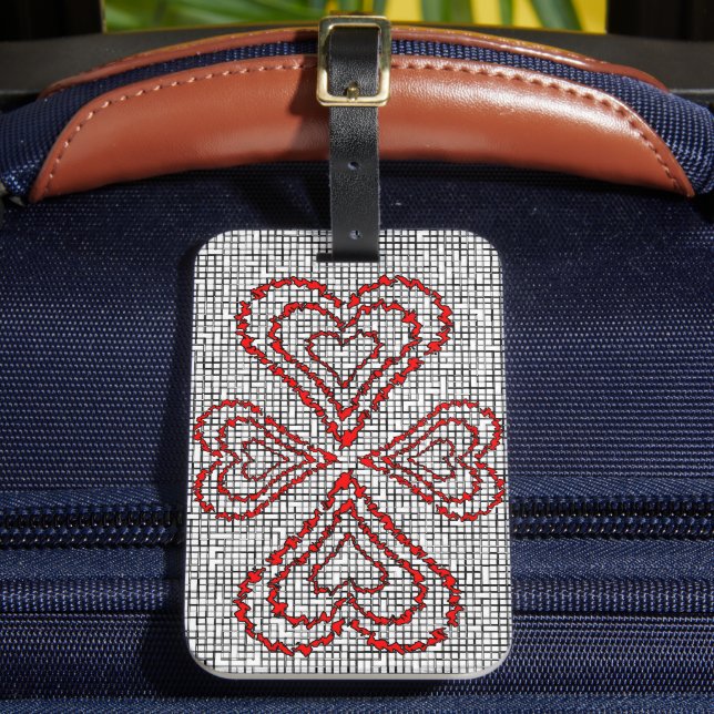 Red Hearts Luggage Tag (Front Insitu 2)