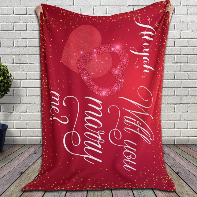 Red Hearts Marriage Proposal Sherpa Blanket (Creator Uploaded)