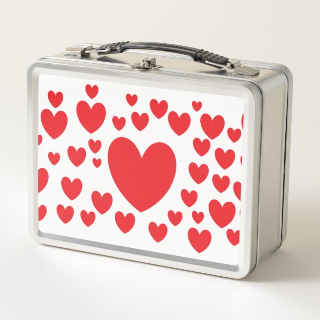 Red Hearts Metal Lunch Box (Front)