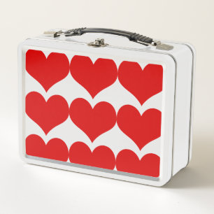 Red Hearts Metal Lunch Box