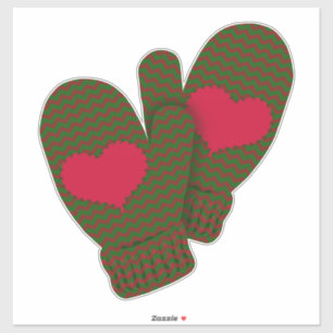 Red Hearts Mittens   Christmas Holiday Large