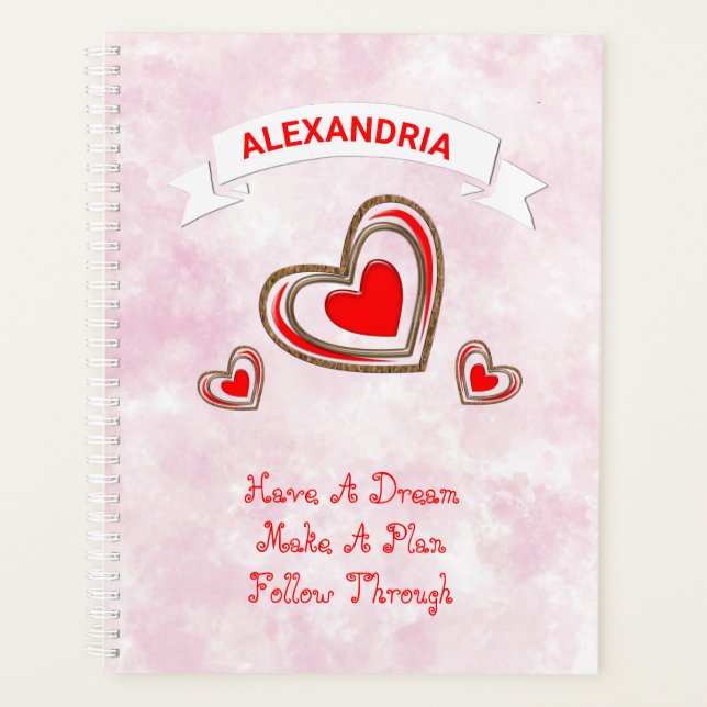 Red Hearts Modern Love Trendy Planner (Front)