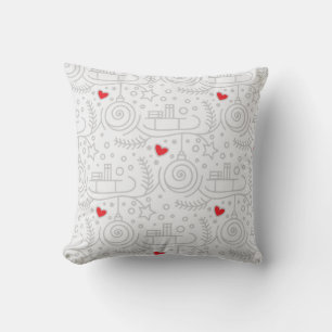 Red Hearts Modern Whimsical Rustic Holiday Cushion