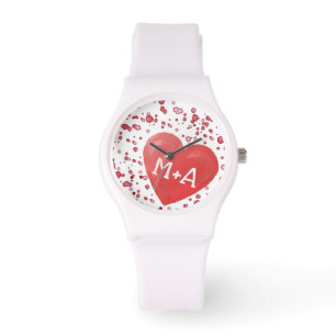 Red Hearts Monogrammed Watch