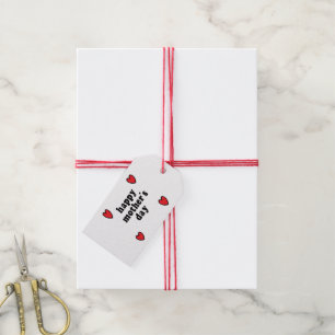 Red hearts mother's day gift tags