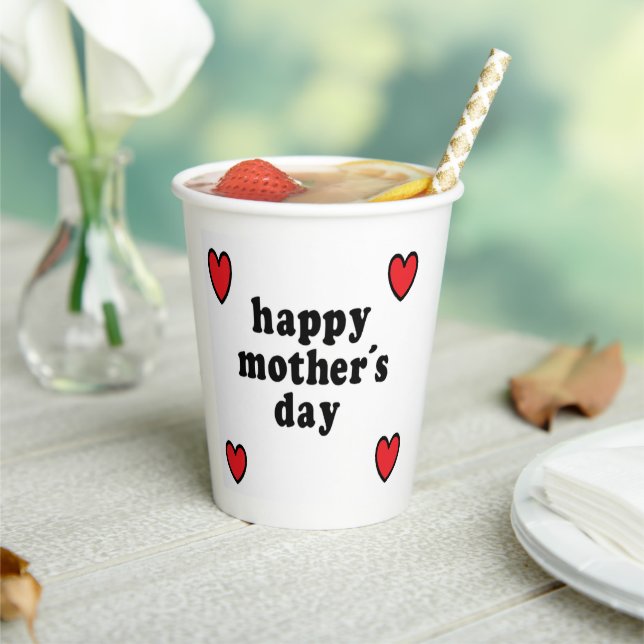 Red hearts mother's day paper cups (Insitu)