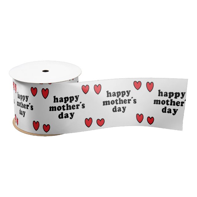 Red hearts mother's day satin ribbon (Spool)