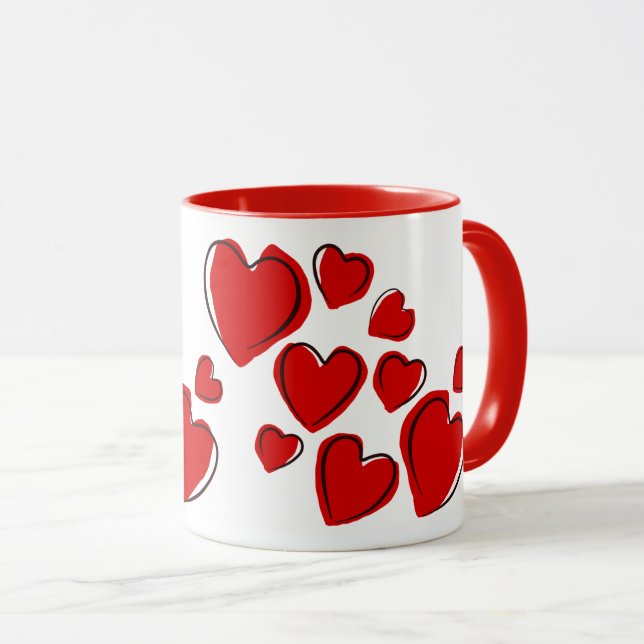 Red Hearts Mug (Front Right)