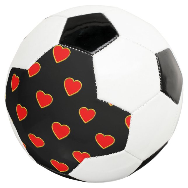 Red Hearts on a Black Background Football (Three Quarter)
