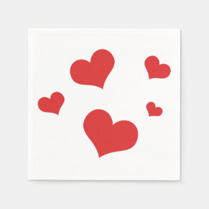 Red hearts on a napkin