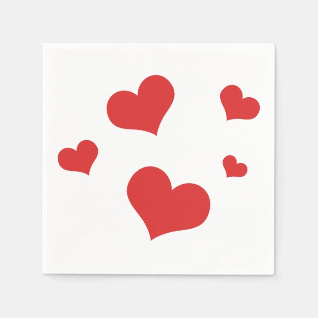 Red hearts on a napkin (Front)