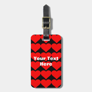 Red Hearts on Black Background Luggage Tags