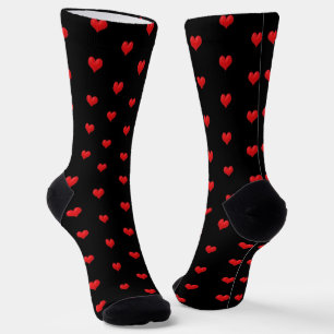 Red Hearts on Black Socks