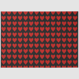 Red Hearts on Black Tissue Paper