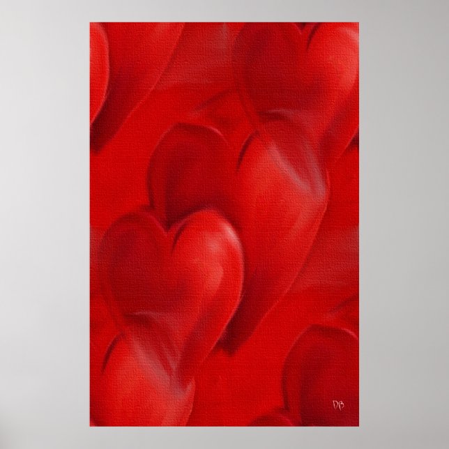 Red Hearts on Canvas Posters (Front)