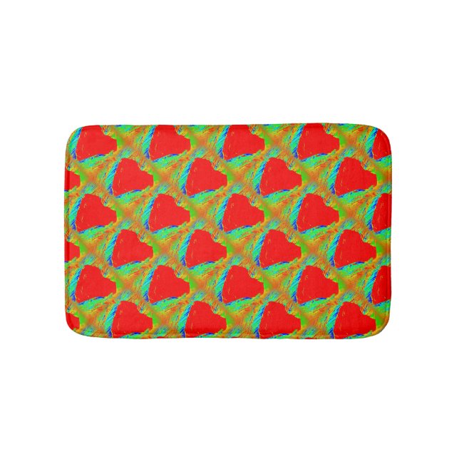 red hearts on green bath mat (Front)