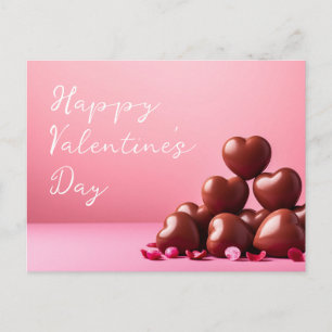 Red hearts on pink ground Valentine's Postcard