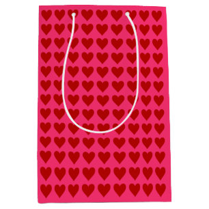 Red Hearts on Pink Medium Gift Bag