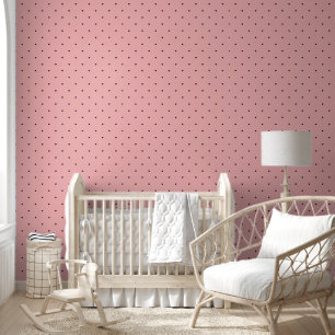 Red hearts on pink wallpaper
