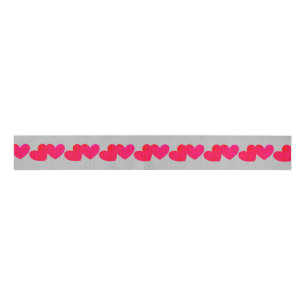 Red hearts on silvergrey grosgrain ribbon