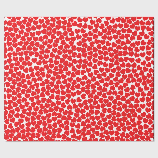 Red Hearts on White Wrapping Paper (Seam)