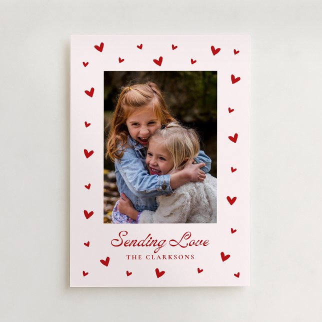 Red Hearts One Photo Valentines Day Card (Creator Uploaded)
