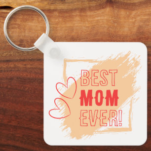 Red Hearts Outline Best Mum Keychain