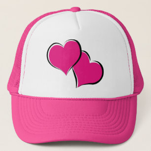 red hearts overlapping trucker hat