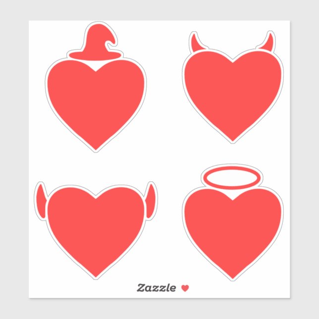 Red Hearts Pack Angel, Devil, Elf and Wizard (Sheet)