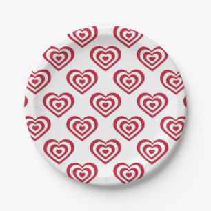 Red Hearts Paper Plate