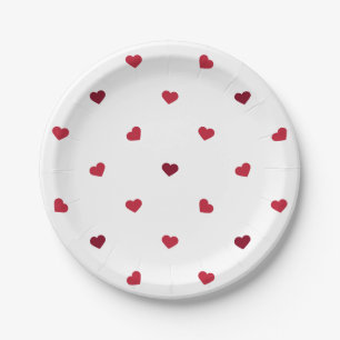 Red Hearts Paper Plate