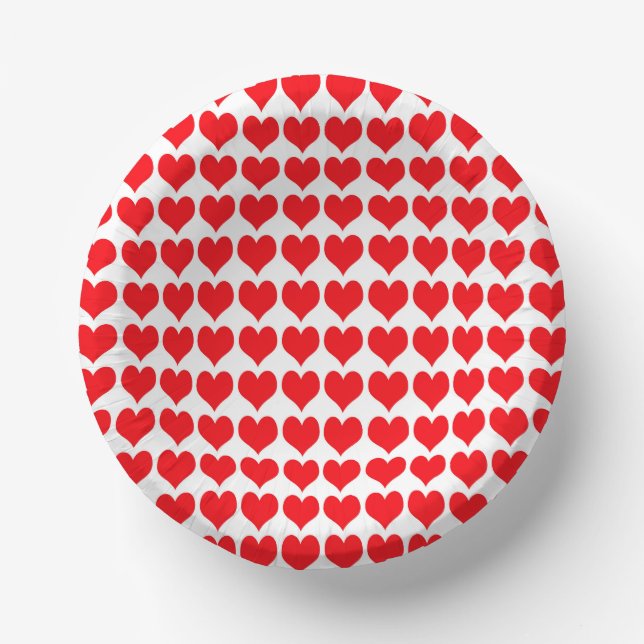Red Hearts Paper Plate (Front)