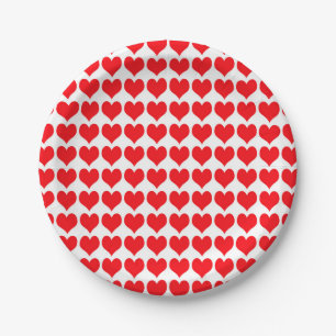 Red Hearts Paper Plate