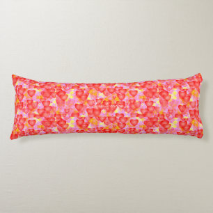 red hearts pattern body cushion