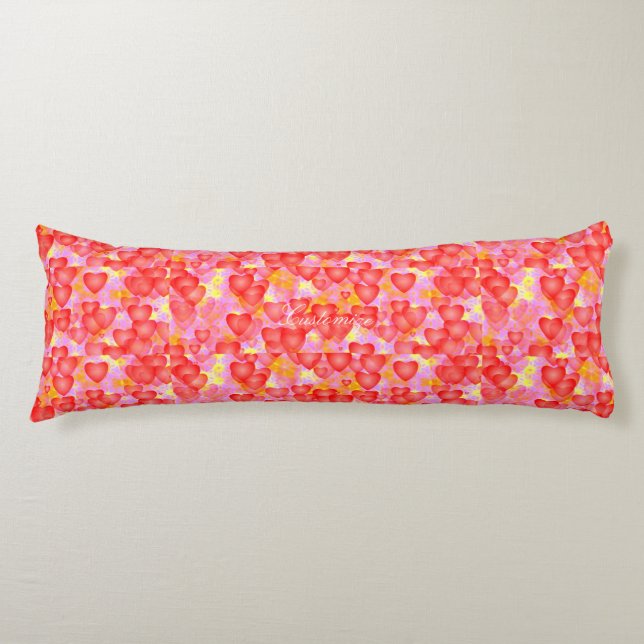 red hearts pattern body cushion (Front)