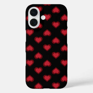 Red Hearts Pattern iPhone 16 Case