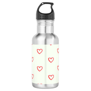 Red Hearts Pattern, Cute, Love 532 Ml Water Bottle