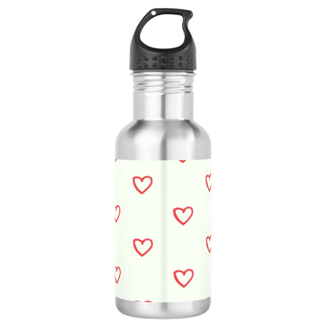 Red Hearts Pattern, Cute, Love 532 Ml Water Bottle (Front)