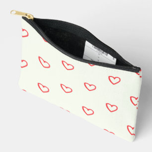Red Hearts Pattern, Cute, Love Accessory Pouch