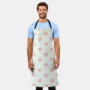 Red Hearts Pattern, Cute, Love Apron