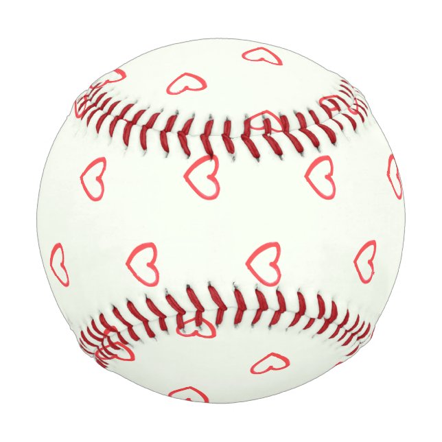 Red Hearts Pattern, Cute, Love Baseball (Back)